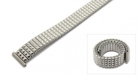 Watch strap Fixoflex S expansion strap 16mm stainless steel silver extravagant polished ROWI