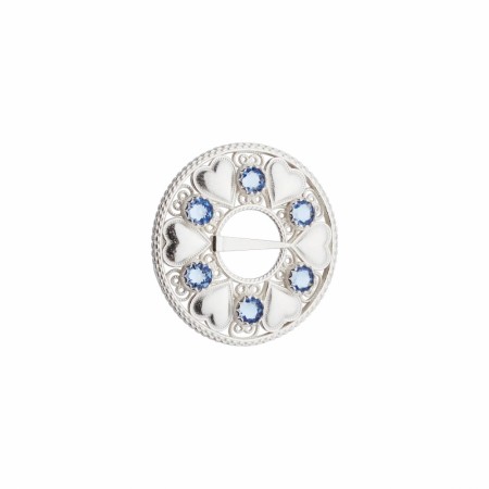 Sølje med hjarte og stein, kvit ( 1stk med lilla sten på lager)