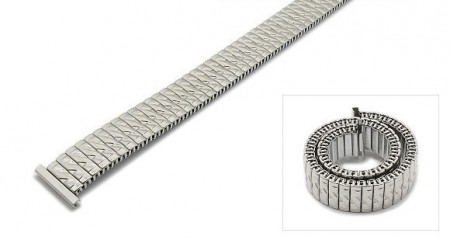 Watch strap Fixoflex S expansion strap 16mm stainless steel silver partly polished by ROWI