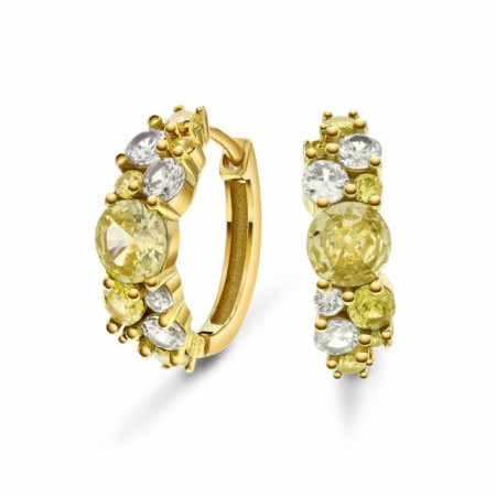 68737-03 - Forgylte kreoler med gule (lemon og golden) cz.