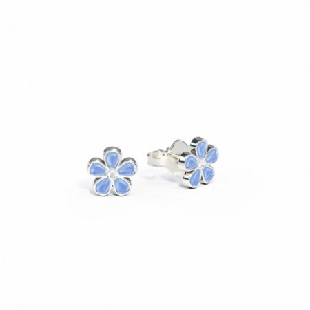 Ørestikk i sølv - Små lyseblå blomster