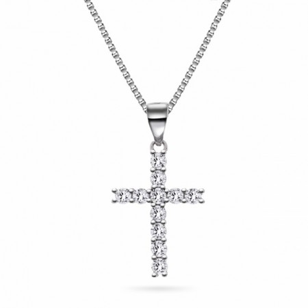  66021 - Kors i rhodinert sølv med cz