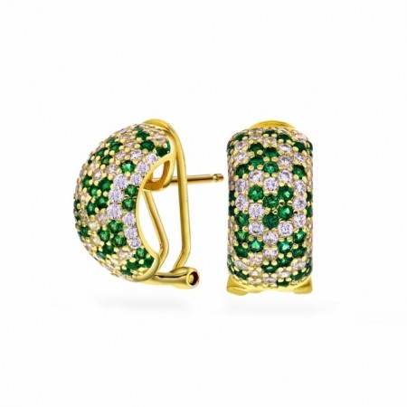  68731-06 - Forgylte halvkreoler med hvite/grønne cz