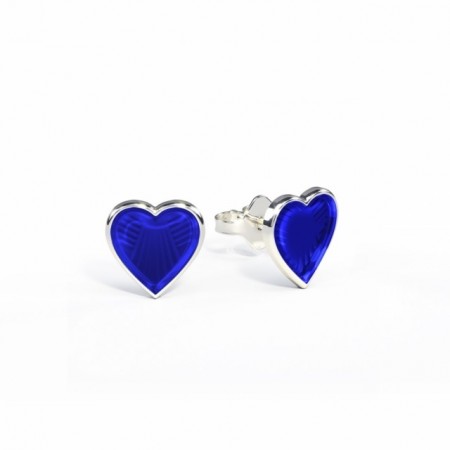 Ørestikk i sølv - Blå hjerter