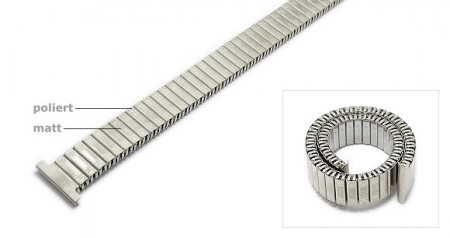 Watch strap Fixoflex expansion strap 12mm stainless steel silver extravagant ROWI