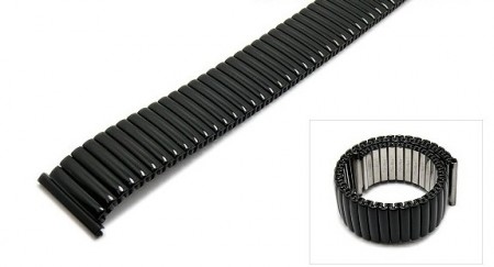 Watch strap Fixoflex S expansion strap 22mm stainless steel black polished by ROWI
