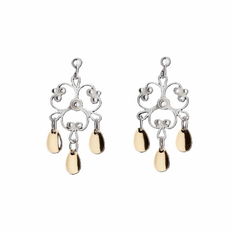 øyrepynt, kvit/forgylt stor