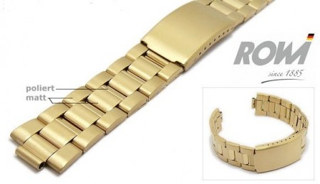 Watch band stainless steel golden 18-22mm multiple ends curved/straight partly polished