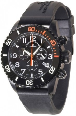 Zeno-Watch Basel Chrono black+orange 6492-5030Q-bk-a1-5 46 mm