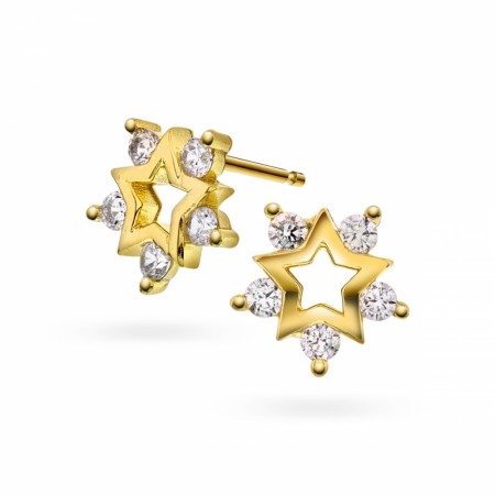 68747-01 - Forgylte sølvørestikk stjerne med cz.