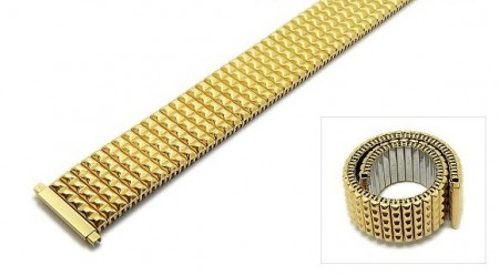 Watch strap Fixoflex S expansion strap telescopic ends 18-22mm stainless steel golden by ROWI