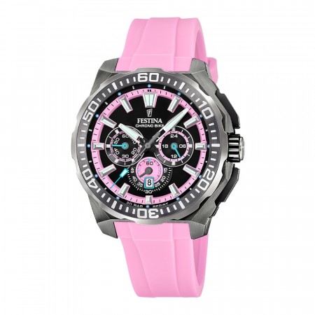 Festina, Chr.Bike, rosa silikonrem, rosa og sort skive, 2025 F20725-2  