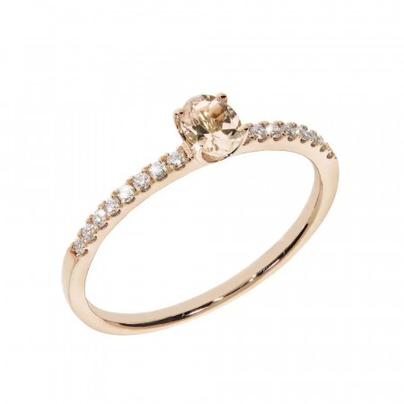 Morgana diamantring med morganitt 14 kt rosègull