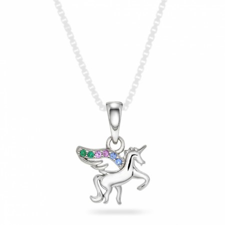 Anheng i sølv med zirkonia unicorn 211418