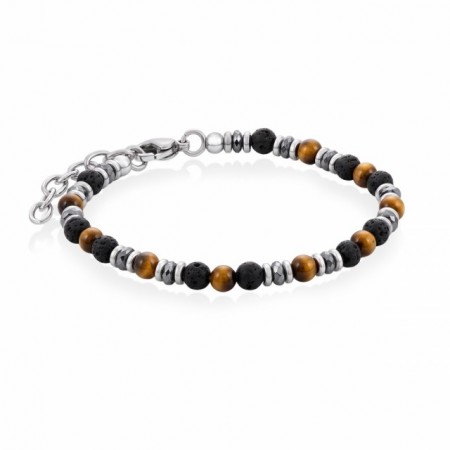Armbånd stål tigerøye 17+3cm