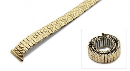 Watch strap Fixoflex S expansion strap 14mm stainless steel golden partly polished by ROWI