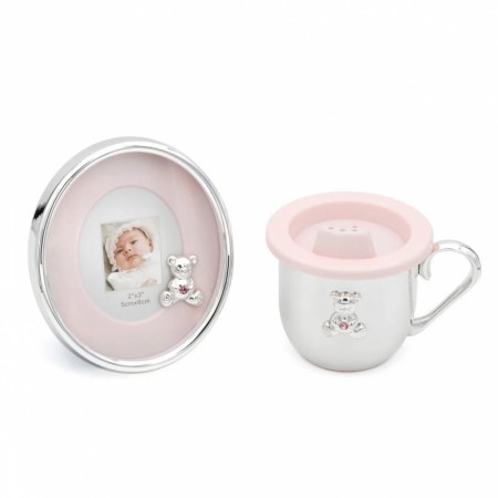 Fotoramme og kopp gavesett rosa 84000
