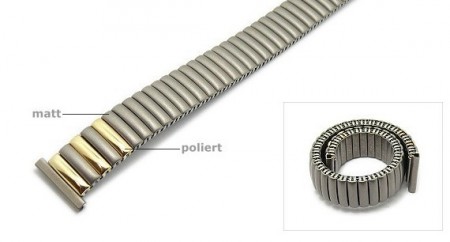 Watch strap Fixoflex S expansion strap 16mm titanium dual tone partly polished by ROWI