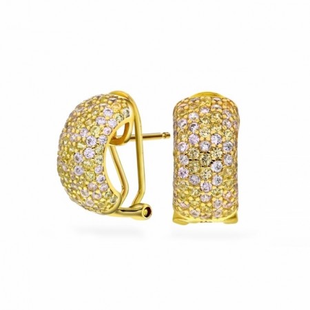 68731-02 - Forgylte halvkreoler med hvite/gule cz