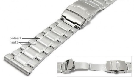 Watch strap 24mm stainless steel solid partly polished by ROWI