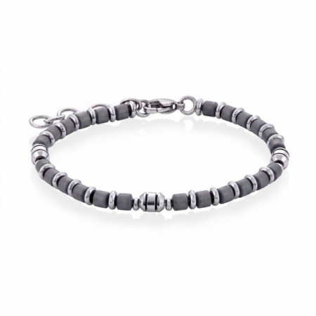 Armbånd stål grå hematitt 17+3cm
