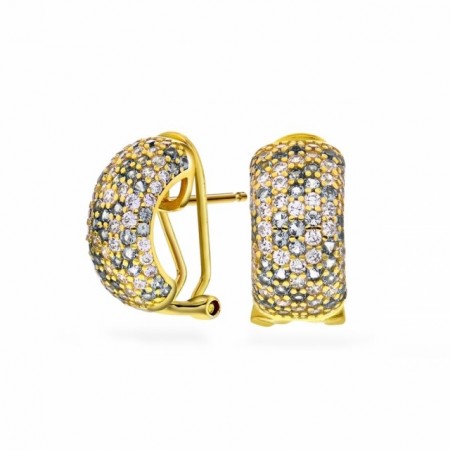 68731-01 - Forgylte halvkreoler med hvite/aquamarin cz