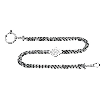 klokkekjede, 2 rader kvit sølv 37 cm kjede+lås 