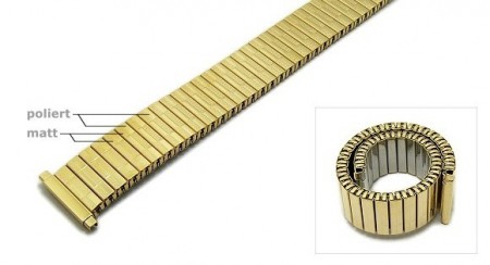 Watch strap Fixoflex S expansion strap telescopic ends 16-20mm stainless steel golden by ROWI