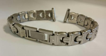 Watch strap 14mm stainless steel partly polished solid look sporty elegant by ROWI