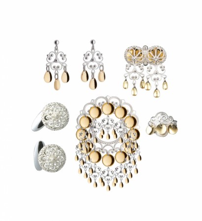 Bunadspakke Lundeby hvit/forgylt