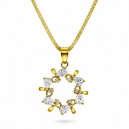 66037 - Forgylt sølvanheng krans med cz