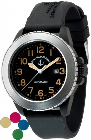 Zeno-Watch Basel Jumbo Blacky 1 SET (stainless steel-black) 48.5 mm6412-bk1-a15-SET