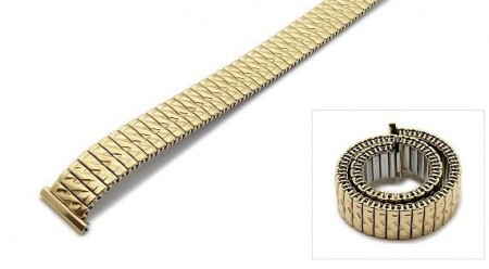 Watch strap Fixoflex S expansion strap 16mm stainless steel golden partly polished by ROWI