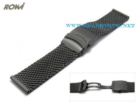 NYHET! 22mm ROWI MESH, BLACK PVD STEEL, ADJUSTABLE LOCK