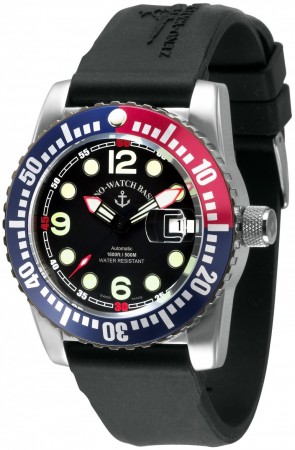 Zeno-Watch Basel Airplane diver 45 mm Automatic Points, blue/red 6349-3-a1-47