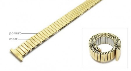 Watch strap Fixoflex expansion strap 14mm stainless steel golden extravagant ROWI
