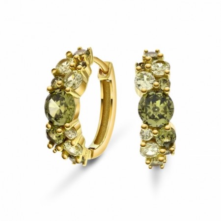 68737-02 - Forgylte kreoler med grønne (olive og peridot) cz