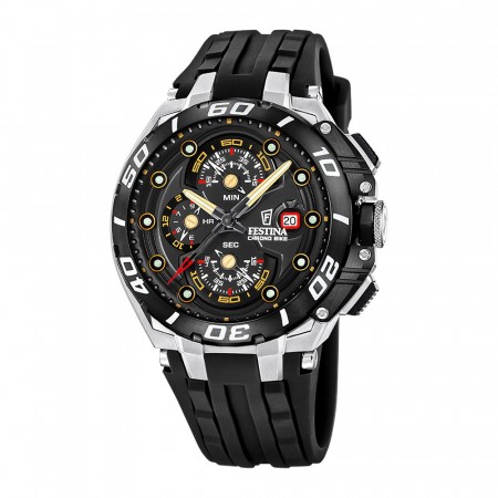 F20755-8 Festina Chrono Bike 2026 sort silikonreim med svart skive NYHET!