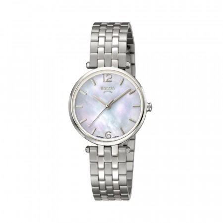 Boccia dame titanur,safirglass,lenke,hvit skive perlemor