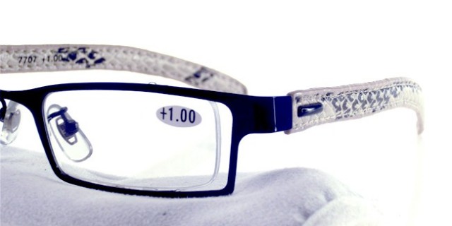 7707 metallbrille med lærstenger+etui !