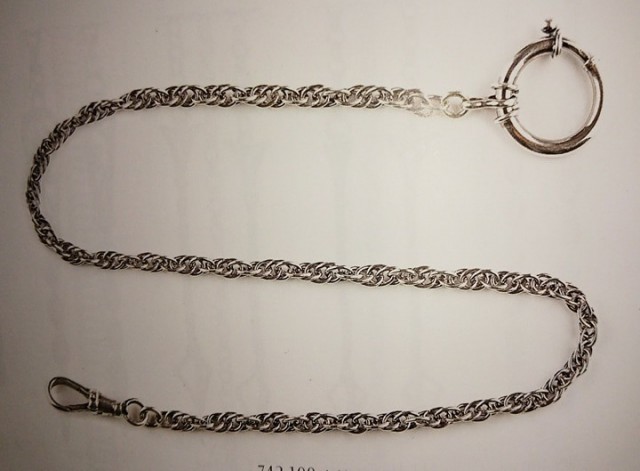 Klokkekjede cordell 30 cm oksidert sølv Norsk sølv
